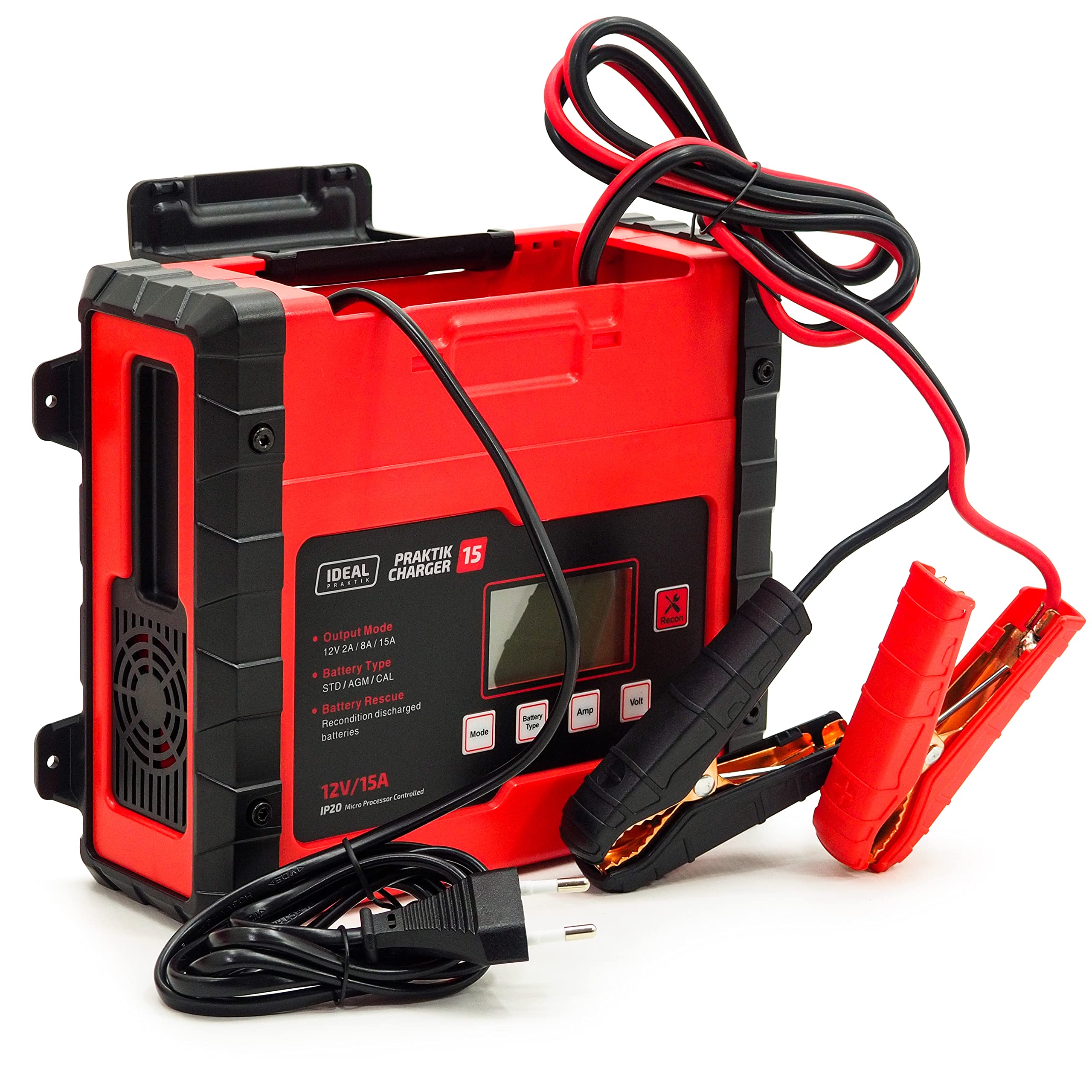 Ładowarka PRAKTIK Charger 15 LCD 12 V przyłącze sieciowe 230 V, napięcie ładowania 12 V, prąd ładowania 2/8/15 A