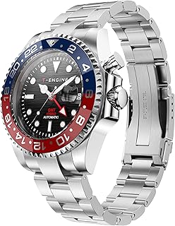 GMT Watches for Men with 10 ATM Waterproof, Dual Time Track Automatic Charged GMT Watch, Stainless Steel 43mm Quartz Watch for Men