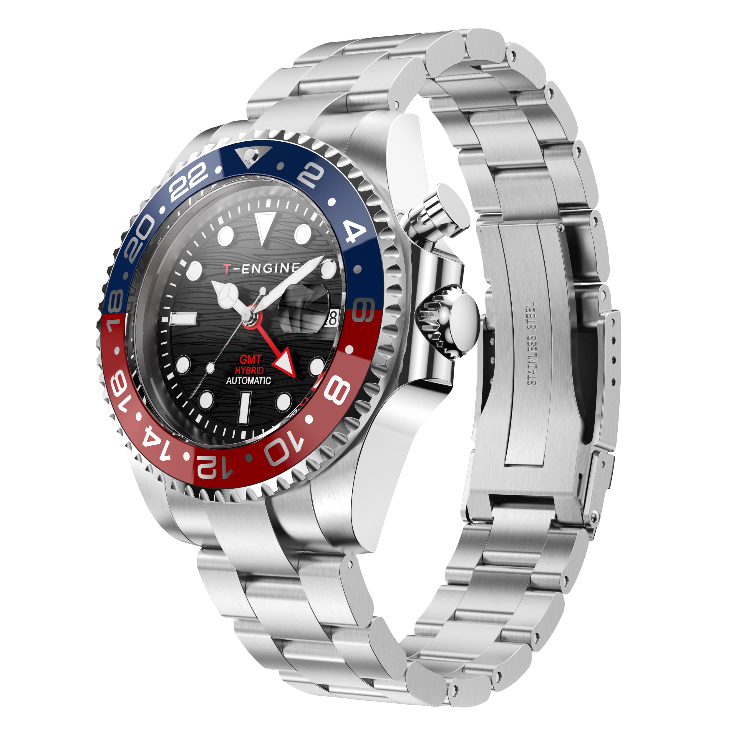 T-ENGINE Stainless Steel Quartz Watches for Men, Dual Time Automatic GMT Watch with 10ATM Waterproof for Men, SilverBlack Dial (B09PDLWQ4D) Amazon Price History, Amazon Price Tracker