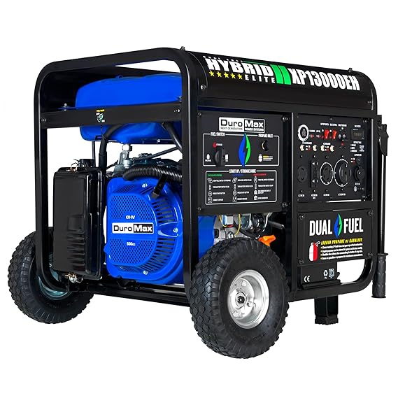 DuroMax XP13000EH 13,000-Watt Dual Fuel Portable Generator - Gas & Propane, Electric Start