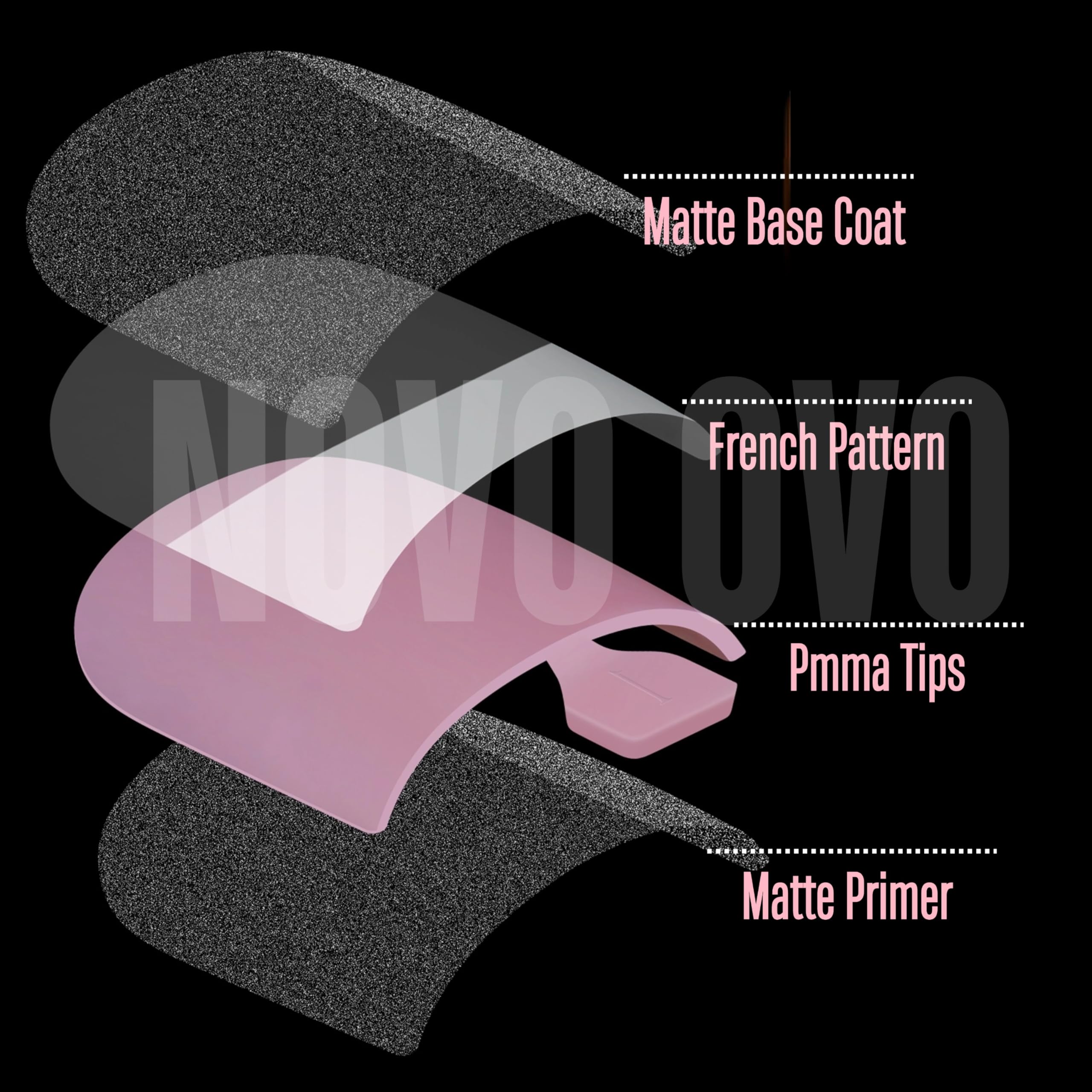 NOVO OVO Halloween Black French Tip Toe Nail Tips Press on - Image 4