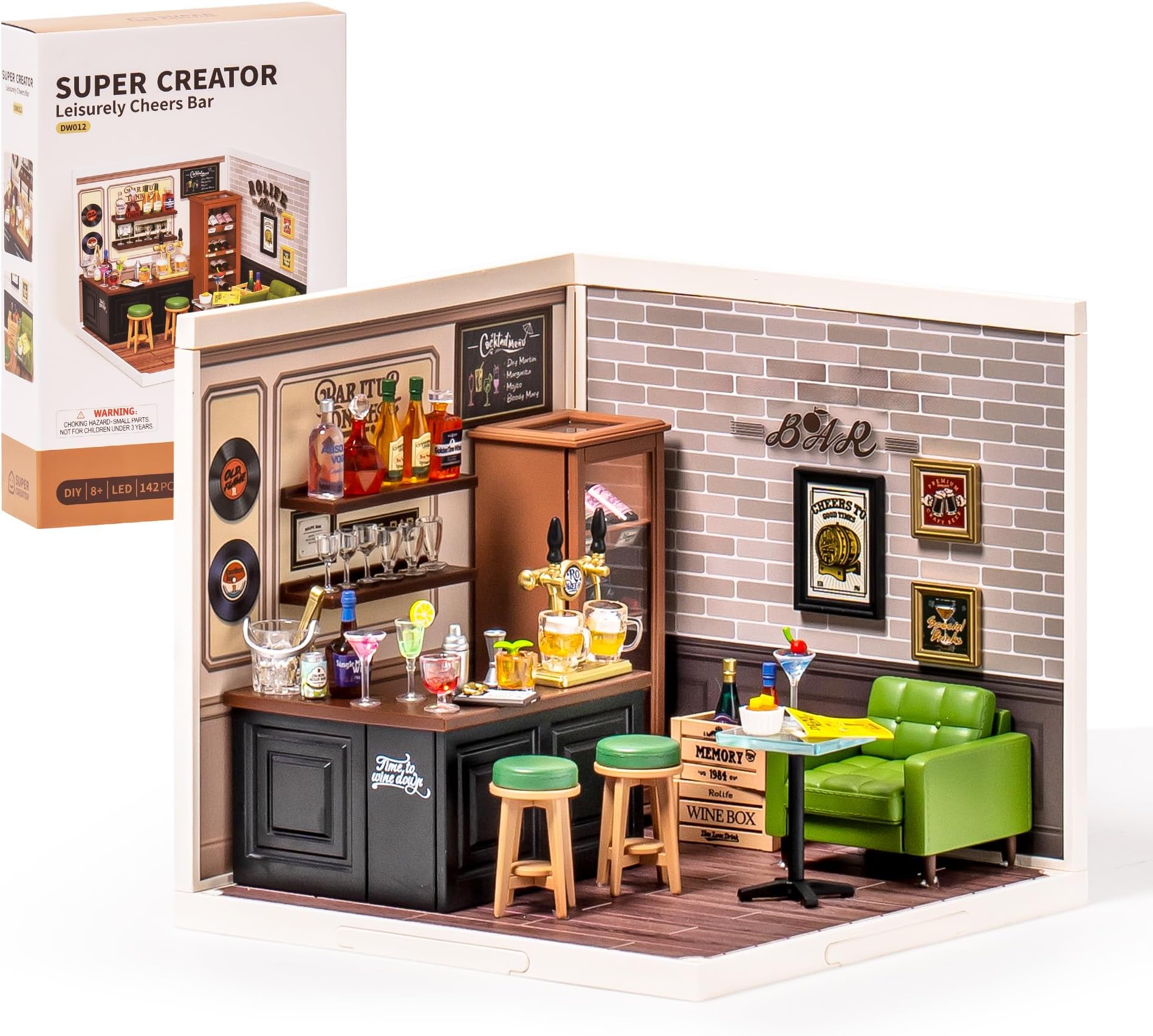 Super Creator-Mini Blocks Model Building Set for Adults, Miniature Plastic House Kit Super Store-Building Blocks Toys for Teens 8-12, DIY Crafts/Hobbies for Teens&Adults (Leisurely Cheers Bar)