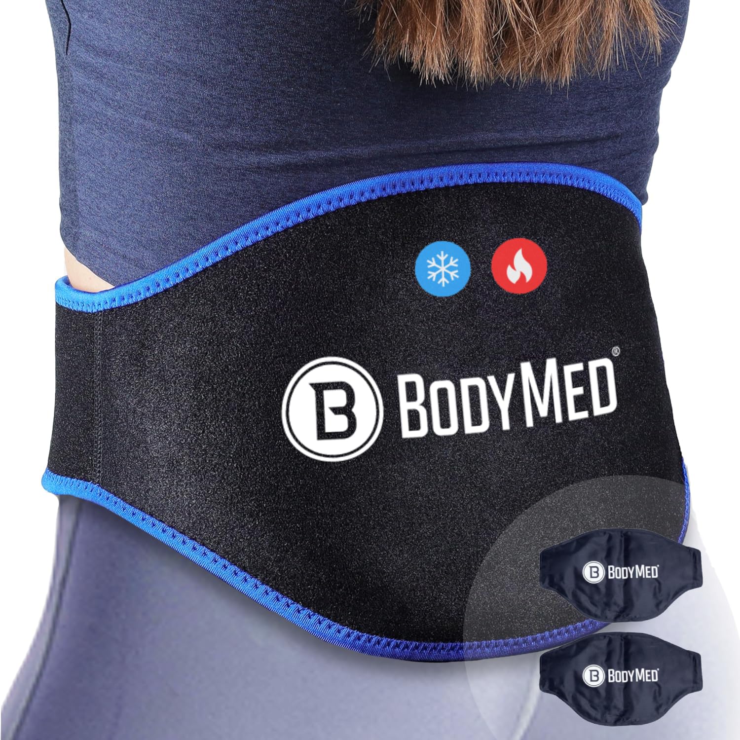 BodyMed Versátil paquete de gel para terapia de frío y calor, flexible y reutilizable, para aliviar el dolor, neopreno ajustable, transpirable, apto para microondas y congelador, ideal para espalda