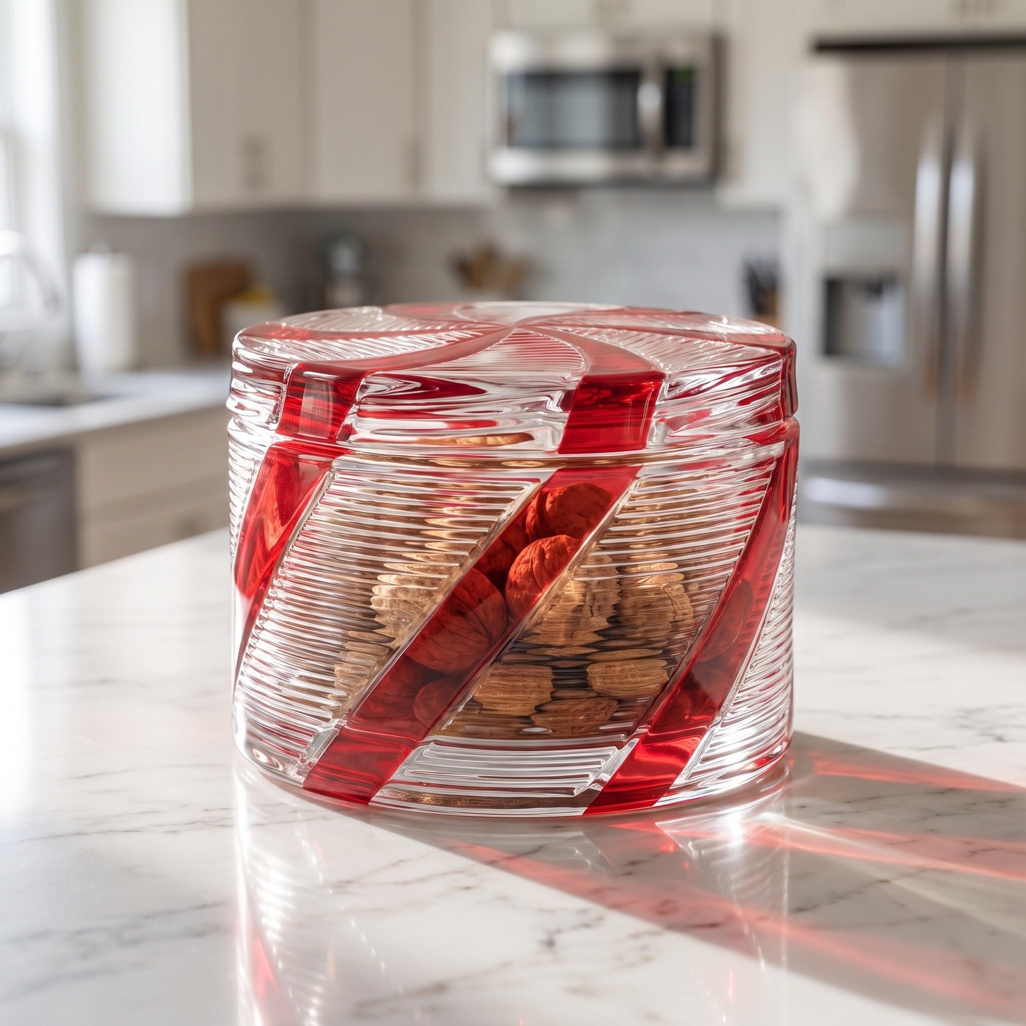 Zerodeko Tarro de cristal navideño para caramelos con tapa, diseño de