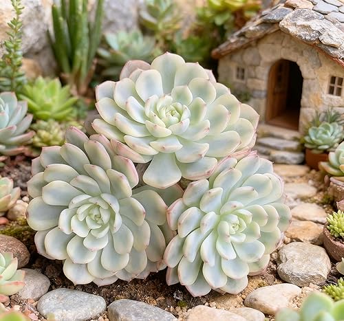 Echeveria Minima - Suculenta viva abigarrada con roseta abigarrada única, hermosa planta de interior para decoración y regalos, planta de