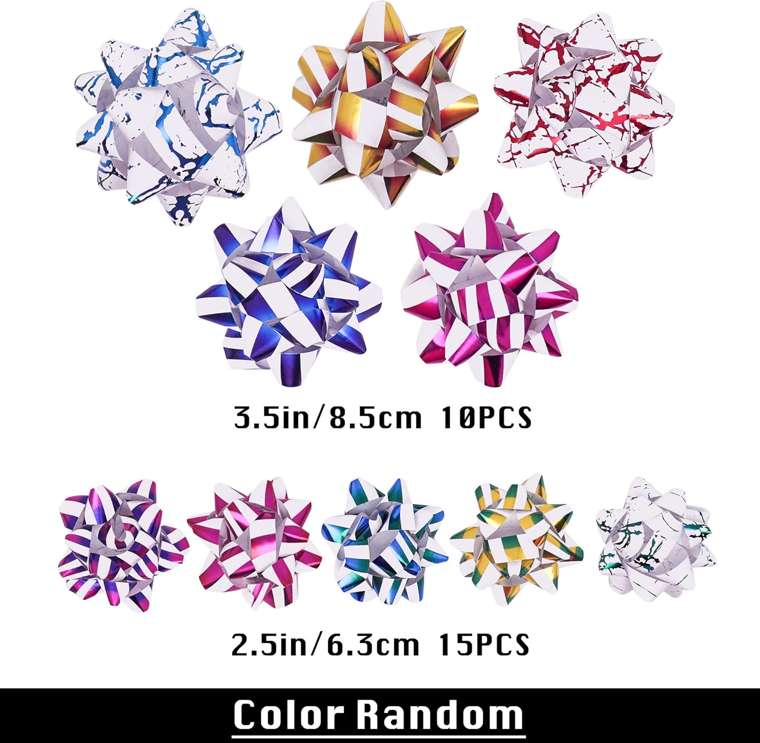 Rainbow Gift Bow Assortment (25Pcs Multicolour) Colorful Wrap Bows for Gift Wrapping,Multicolor Present Bows for Christmas, Birthday, Weddings, Baby Showers,Party - Image 3