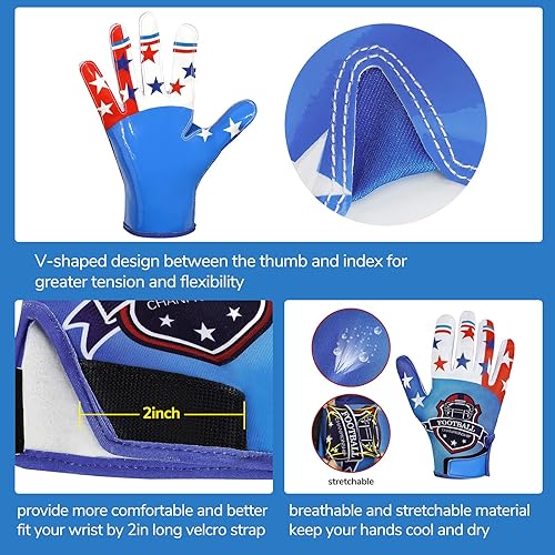 Miniatura 5 de Body+ Guantes de fútbol, guantes de receptor de fútbol, guantes deportivos de rendimiento mejorado y guantes de fútbol de alto agarre para adultos y