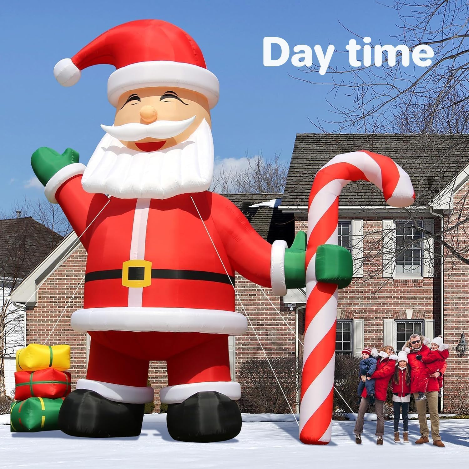 Led Light - 33FT Giant Inflatable Santa Claus Box & Candy Canes, (1500w Blower), (Solid Oxford) Blow up Large Santa for Yard Lawn Holiday Xmas Party Outdoor Decoration