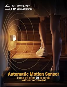 Fulighture Motion Sensor Lights Indoor, 2 Pack LED Night Lights, AAA Battery Operated, 20 LM, Stick-on Closet Light Stair Lights for Hallway, Bedroom, Kitchen, Under Cabinet, Closet, Warm White