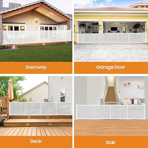 Miniatura 8 de Puertas retráctiles para bebés de 160 pulgadas, puerta de seguridad para niños extra alta de 42 pulgadas con diseño de tira reforzada, evita que se