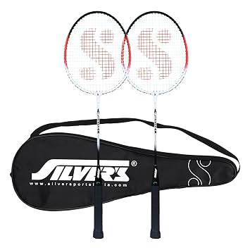 Silver's Aluminium Stricker Badminton Kit (2 Racquets with Full Cover)(Red/White)