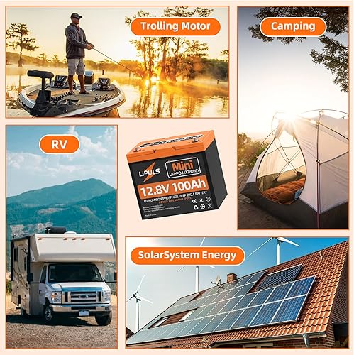 Miniatura 7 de Mini batería LiFePO4 de 12 V 100 Ah, más pequeña que la batería de litio del grupo 24, máx. 1280 Wh, BMS integrado de 100 A, batería de litio de