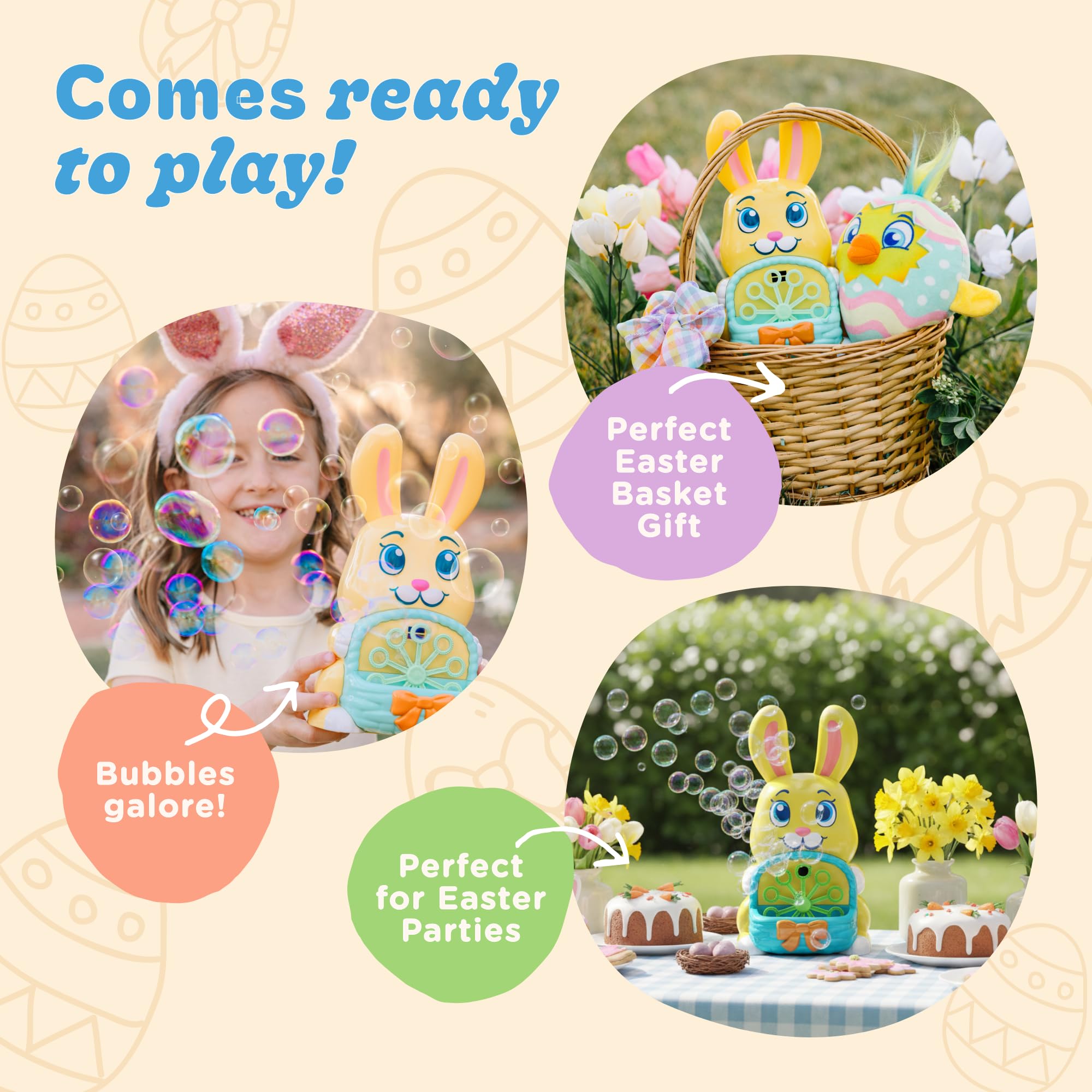 Move2Play Máquina de burbujas de conejo para niños y niños pequeños, juguete de burbujas para niños pequeños, niños y niñas, para interiores y exteriores, fiesta de cumpleaños, diversión de verano