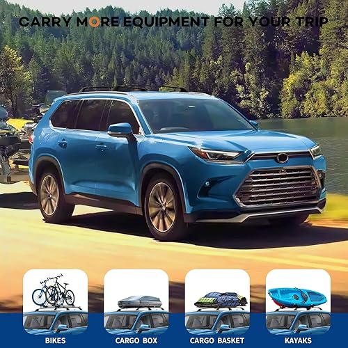 Vista 10 de Barras transversales de techo con cerradura de 220 libras compatibles con Toyota Highlander XLE Limited 2014-2019 y SE & LE Plus y LE con barras