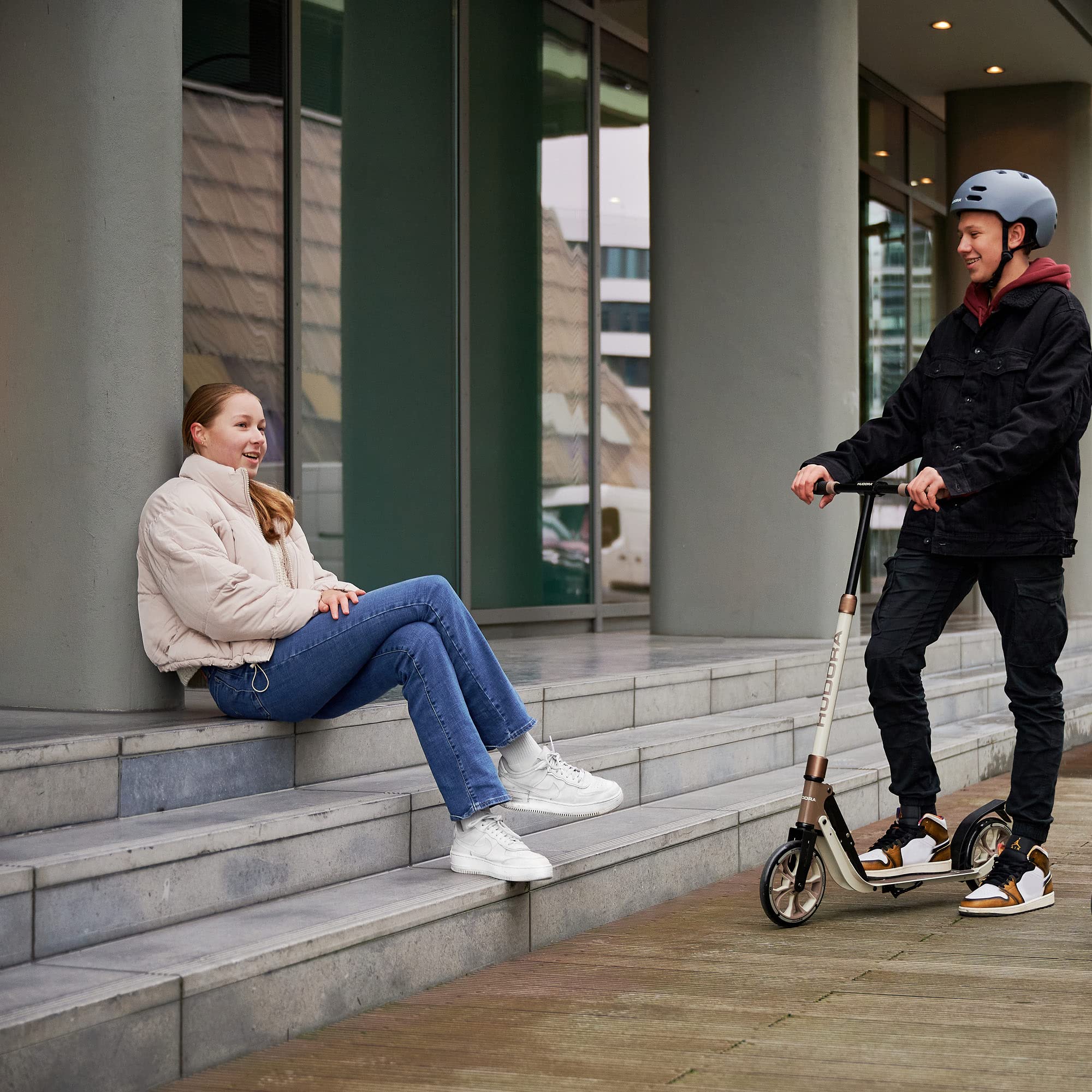 HUDORA BigWheel® 205 Advanced Scooter – wygodna hulajnoga aluminiowa o wadze do 100 kg – regulowana wysokość i składana hulajnoga – dla dzieci/młodzieży i dorosłych