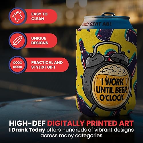 Miniatura 4 de I Drank Today Enfriadores de latas, aislador de latas de cerveza en reloj, divertido enfriador de bebidas, funda para bebidas