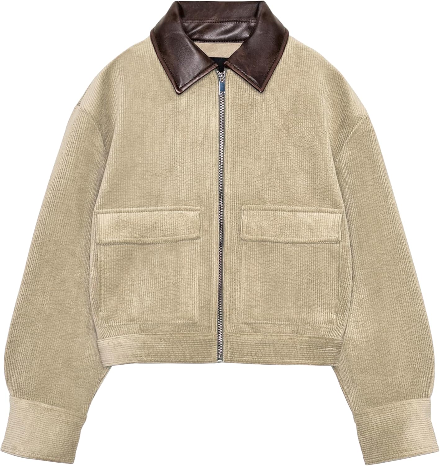 Corduroy Jacket Women Utility Cropped Bomber Jacket Spring Color Block Work Out Fall Jackets