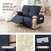 Vista 2 de Genina Fundas de sofá para sofá de 2 cojines, 100% impermeables, fundas de sofá reclinable de 3 asientos para sofás reclinables, protector de Azul