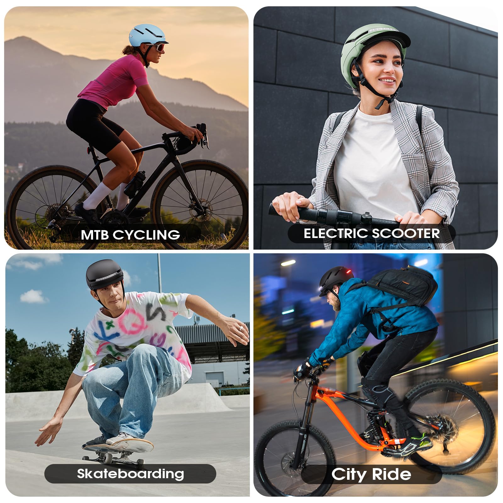 Shinmax Casque Velo Homme Femme avec Clignotants 4 Feux Arriere Feu Avant Chargement USB Adulte Bord Chapeau Amovible E-Bike S-Pedelec Scooter Electrique