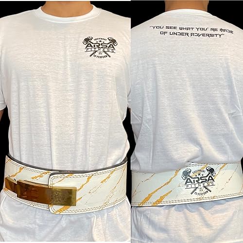 Miniatura 2 de Arsa Fitness Cinturón de palanca ajustable para levantamiento de pesas para hombres y mujeres, piel de vaca real para levantamiento de pesas