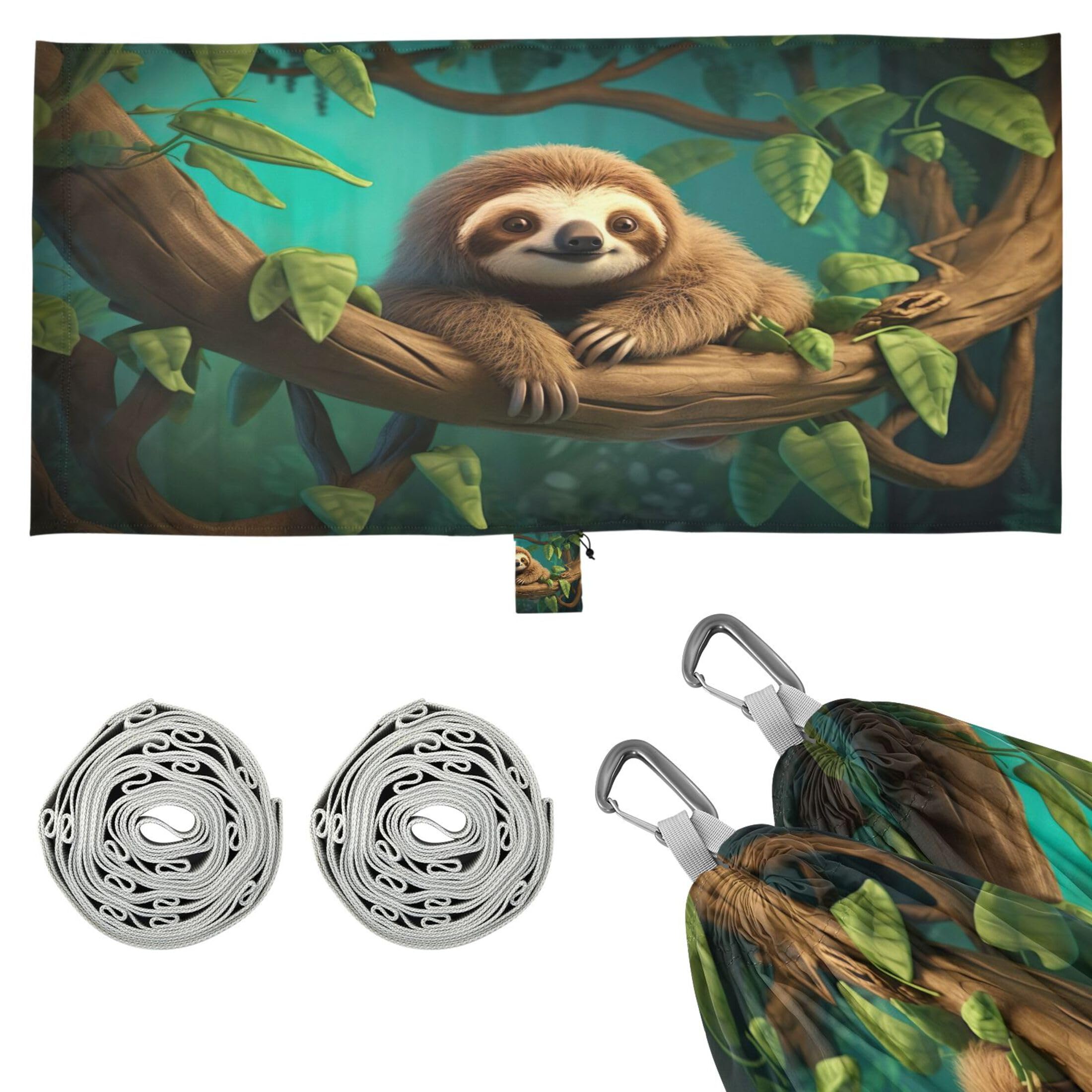 Takiito Sloth Hammock 330 lb Capacity Travel Camping Hammock with Tree Straps, Portable Lightweight for Outdoor Beach Backpacking Backyard Patio