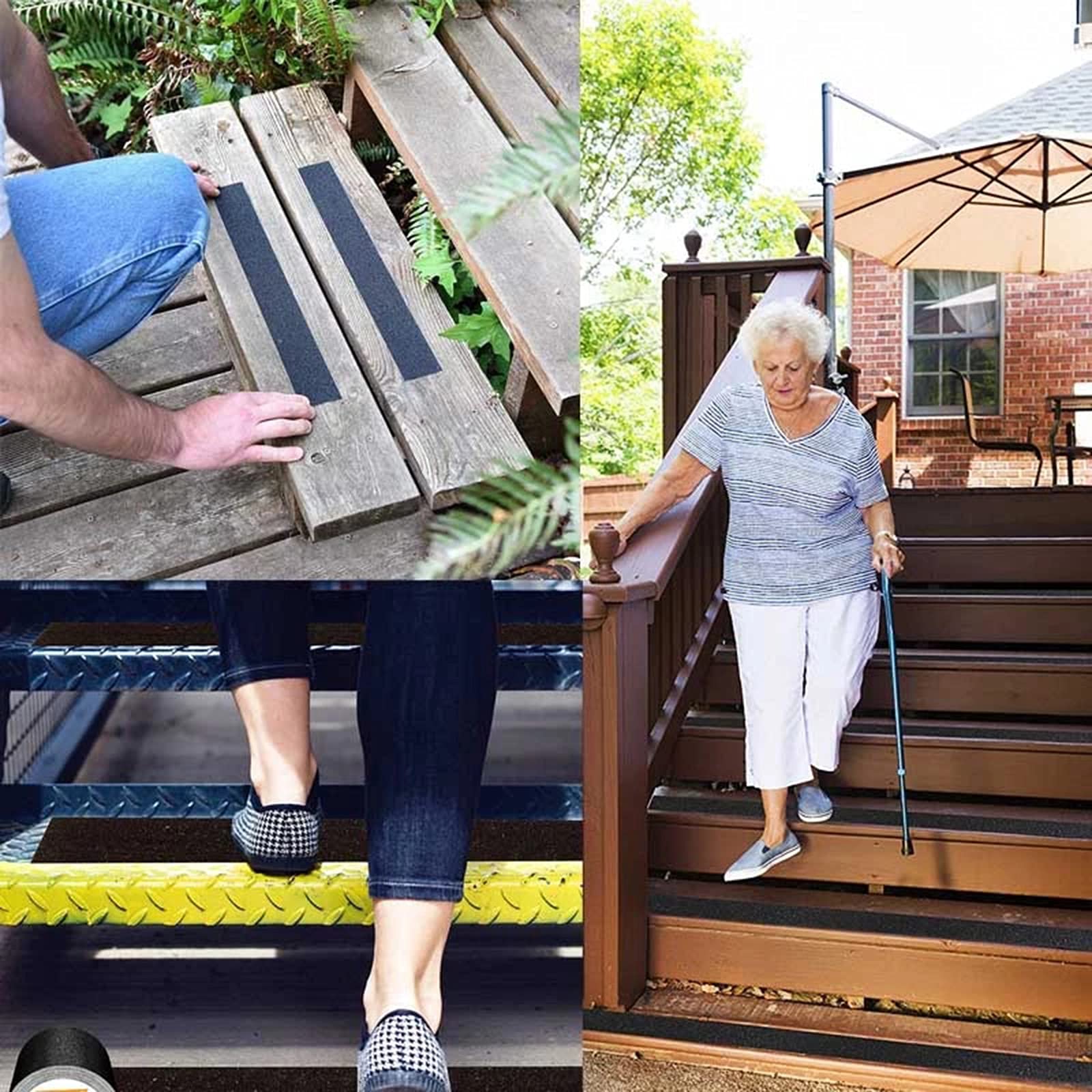 AIZYR Cinta De Agarre Antideslizante Negra, Cintas De Tracción Antideslizantes Cinta Adhesiva De Seguridad para Escaleras Interiores O Exteriores,15cm*10m