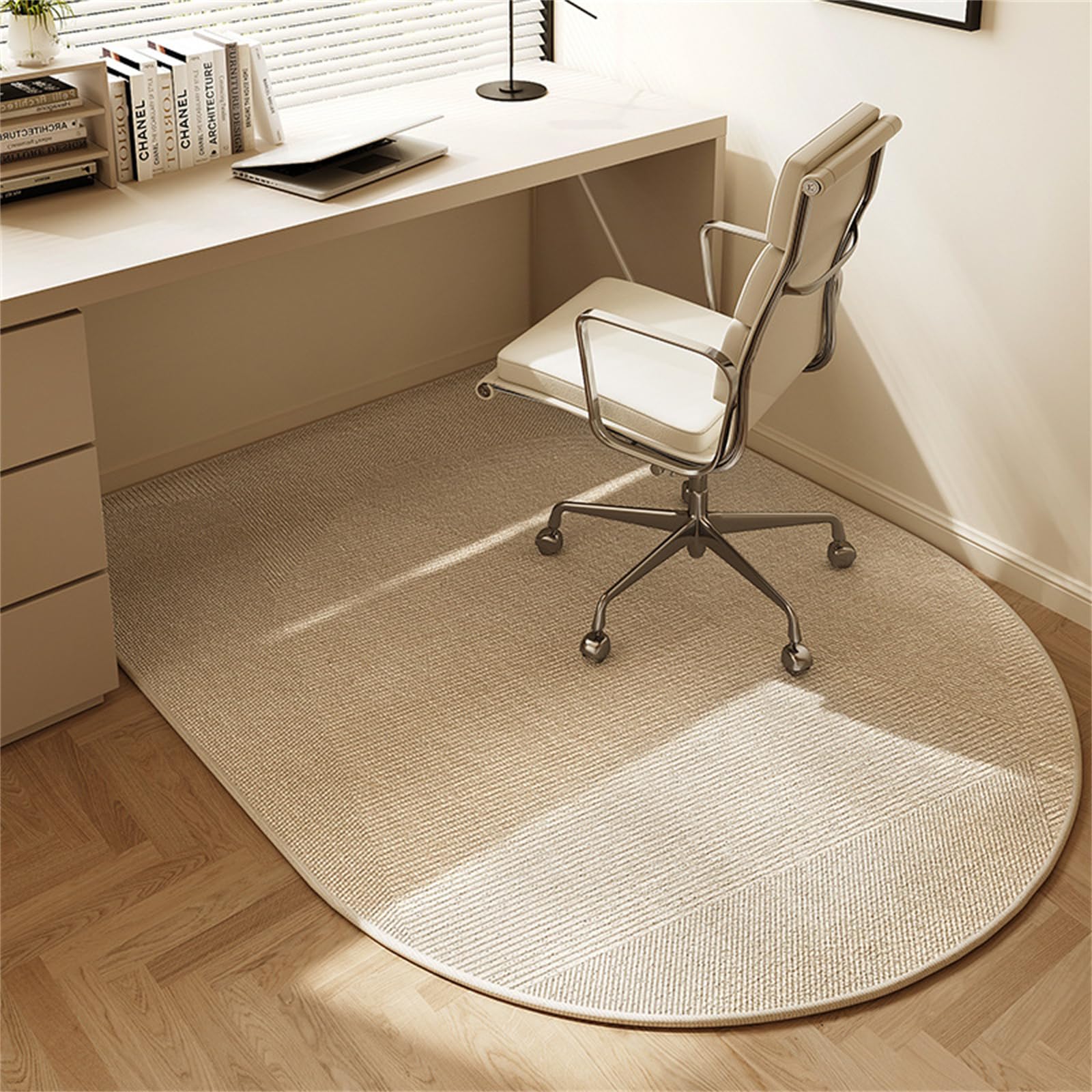 Hixingo Office Chair Mat for Carpeted and Hardwood Floors, Non-Slip Rolling Chair Desk Rug TPE Carpet Floor Protecto-Easy Glide (Minimalist,120 * 100cm)