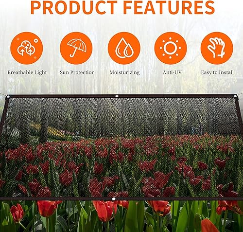 Miniatura 6 de Tela de sombra 40 % de 10 x 20 pies, cubierta de tela para jardín con ojales reforzados, red de protección solar duradera, protección contra el