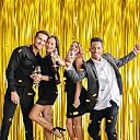 GOER 3.2 ft x 9.8 ft Metallic Tinsel Foil Fringe Curtains for Party Photo Backdrop Decor (Gold,3 Packs) gallery image
