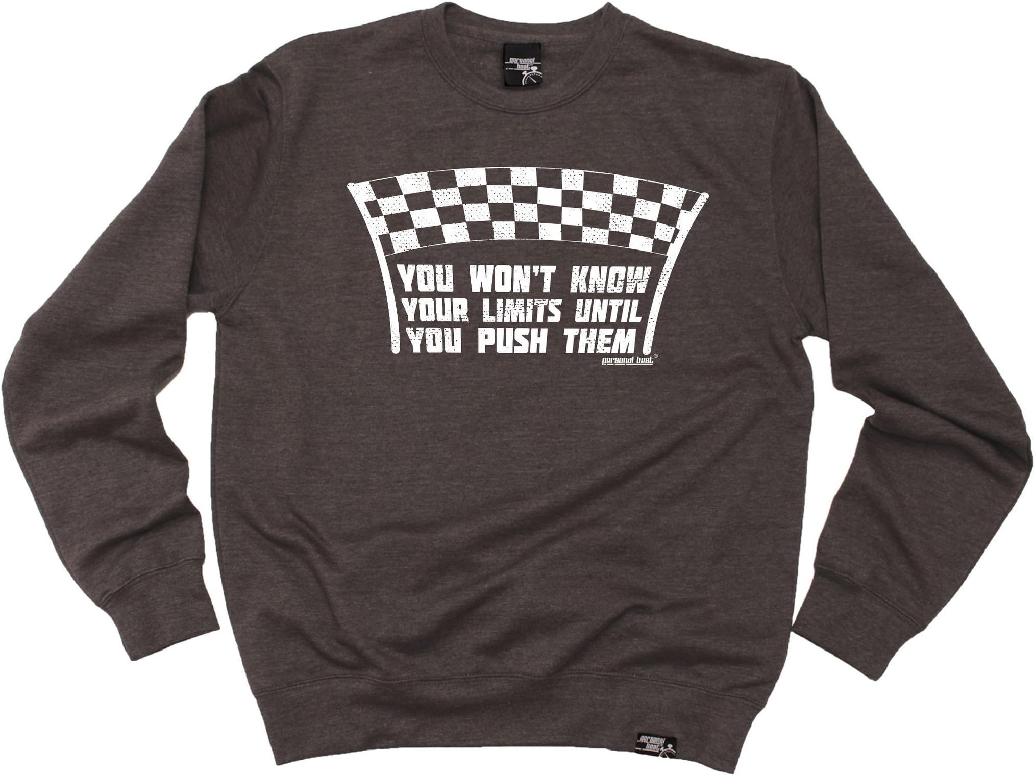Running Training Premium Fitness Gym Fashion - You Won't Know Limits Push Them Jogging t-Shirt Tee Top Athletics Clothing Casual Funny Birthday Present SWE Novelty Jumpers got Sweatshi Charcoal