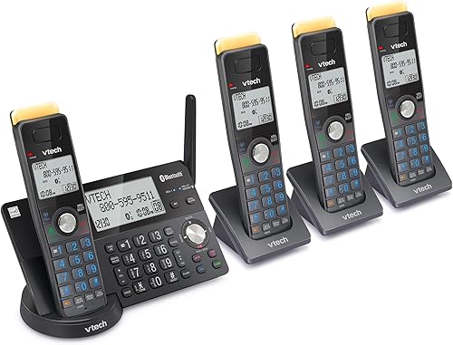 Miniatura 11 de VTech IS8128-41 Teléfono inalámbrico DECT 6.0 de 4 teléfonos de alcance súper largo para el hogar con contestador automático, rango de 2300 pies,