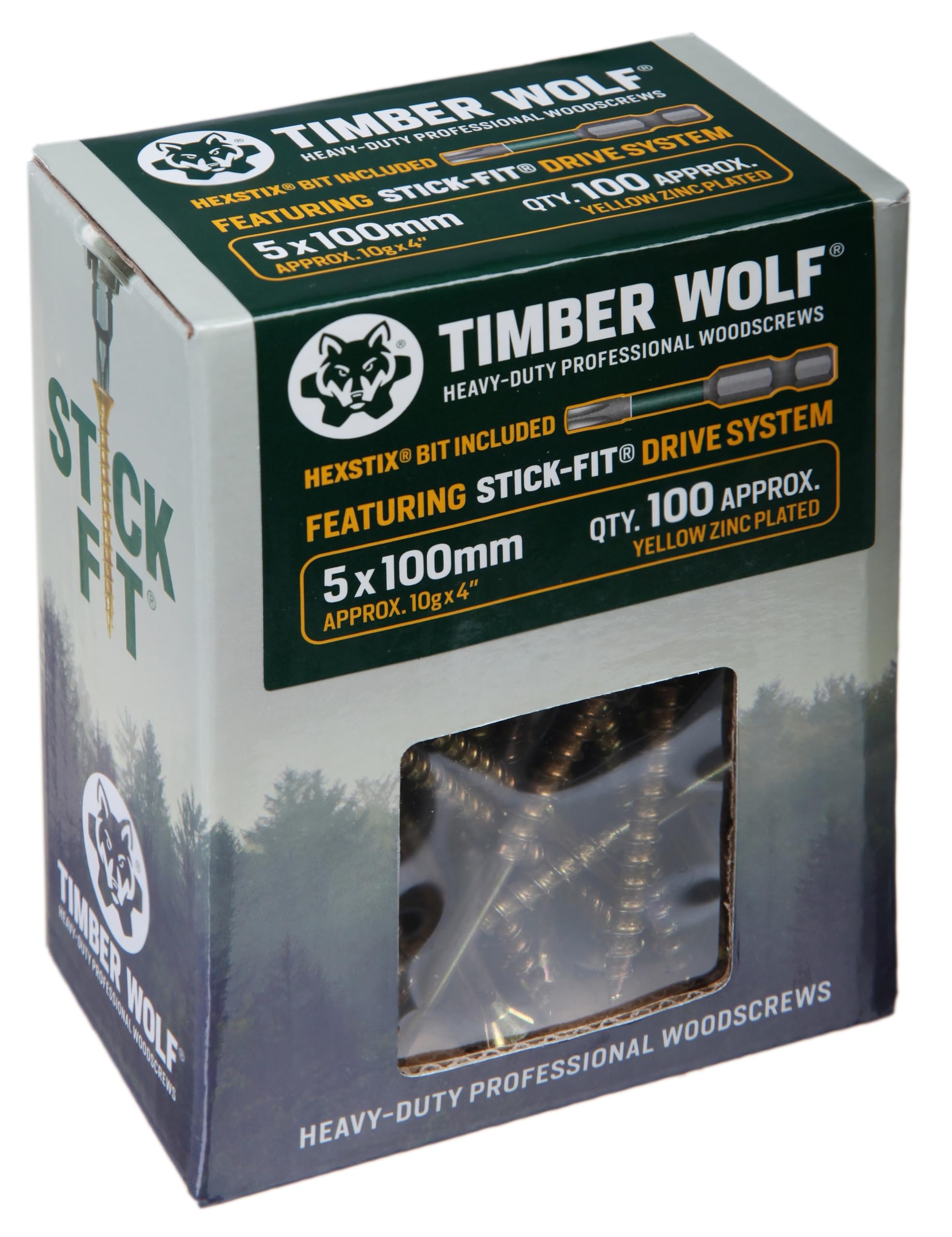 Timber Wolf Zinc & Yellow (Gold) Tw50100 Woodscrews - 5.0 X 100Mm - Box Of 100,