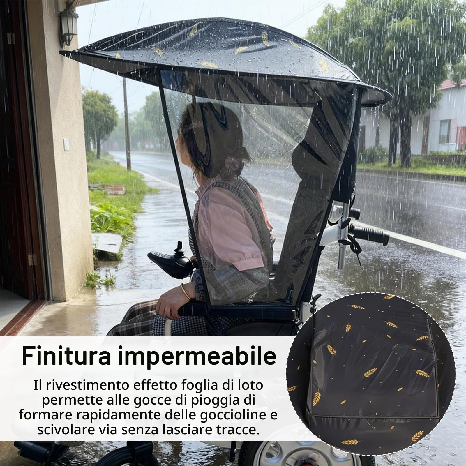 Tettuccio Per Sedia A Rotelle, Regolabile Protezione Da Sole E Pioggia Antivento Impermeabile Protezione UV Compatibile Con Sedie A Rotelle Elettriche Leggero E Portatile Facile Da Installare