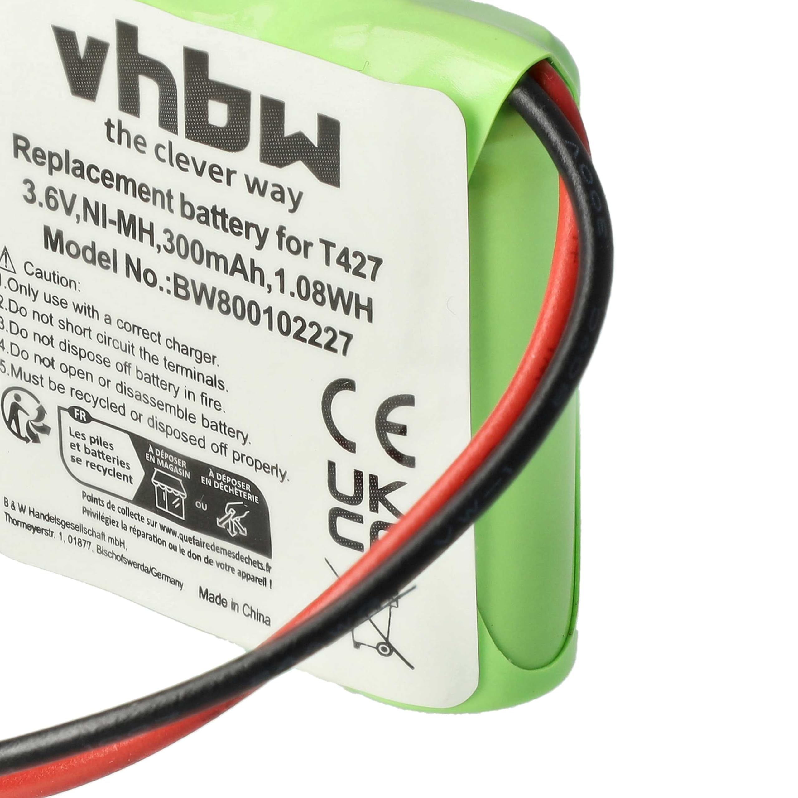 Bateria NI-MH 600 mAh 3,6 V nadaje się do BINATONE, COMMODORE, PANASONIC itp. zastępuje T427, 30AAAM3BMX