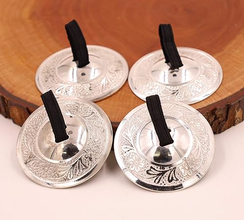 2 pares de platillos florales de latón para bailar el vientre