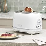 HADEN Chelsea 2 Slice toaster large fente avec un plateau de croûte amovible et des paramètres de contrôle Ivoire et Chrome