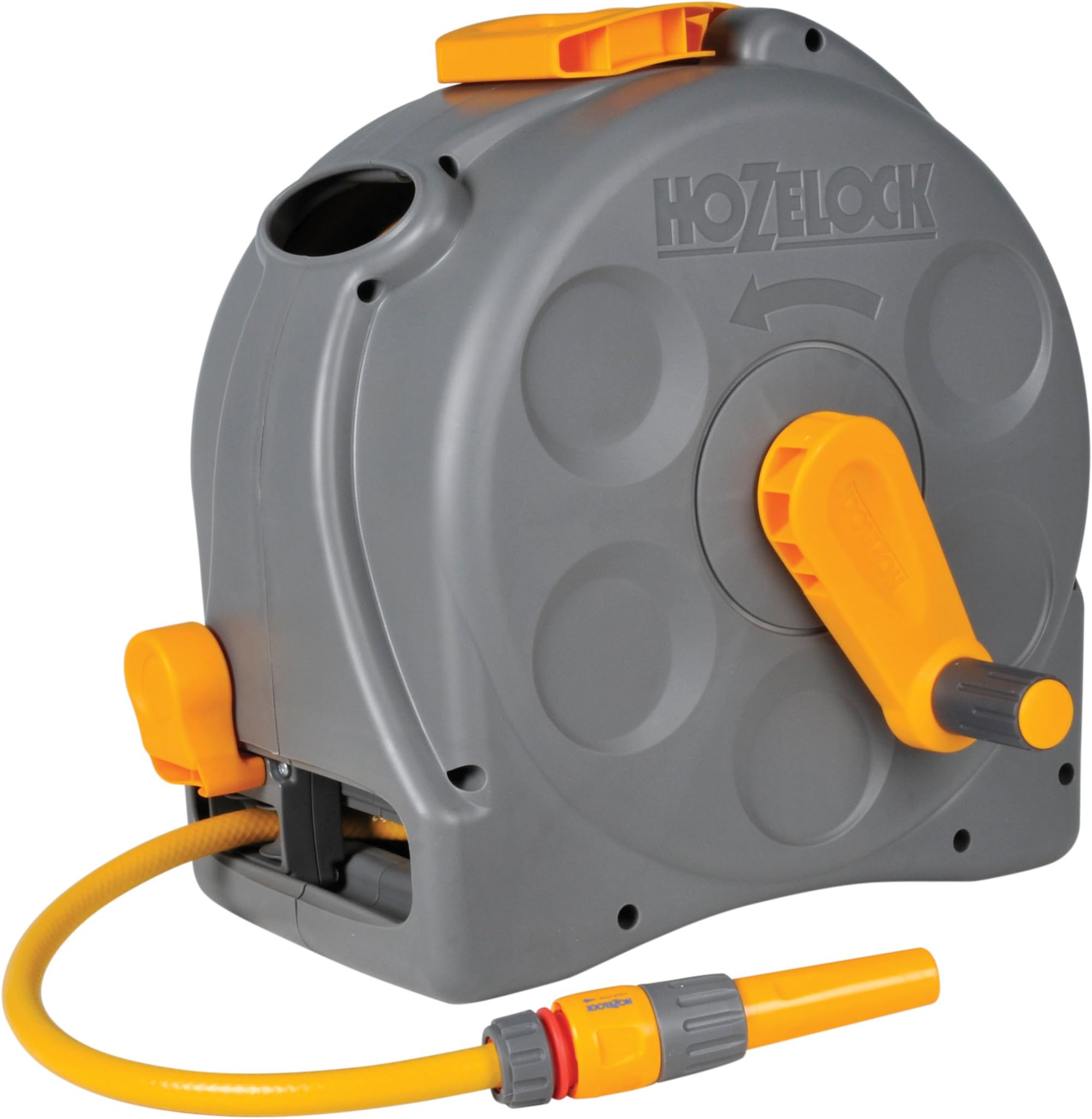Hozelock 2-in-1 Compact Enclosed Hose Reel with 25 m Hose and Connectors