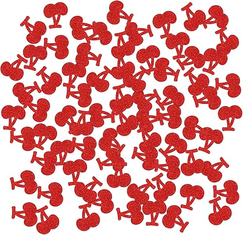 Confeti de cumpleaños de cereza con purpurina roja, confeti de mesa de baby shower, compromiso, dispersión de papel de boda, confeti de mesa de