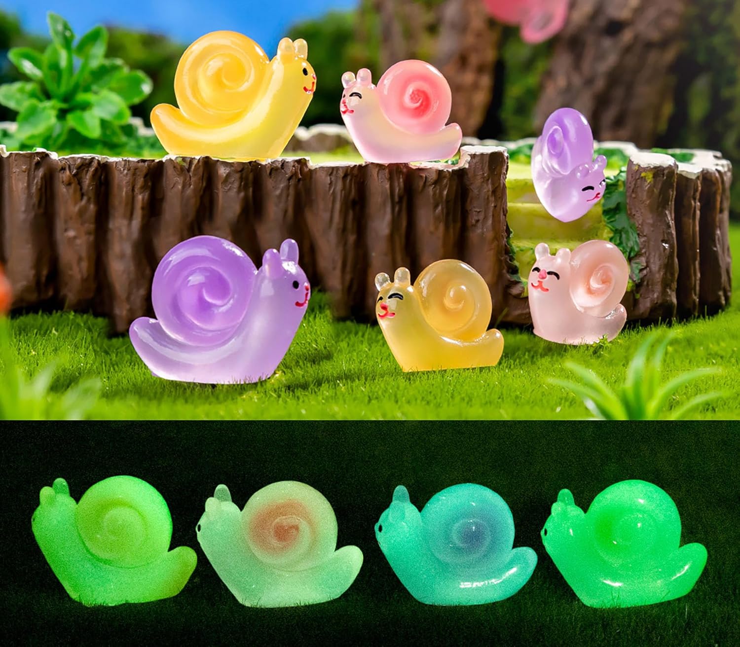 HAPTIME 113Pcs Luminous Mini Resin Animals Glass Animals Figures to Hide Trinkets Miniature Figurines Glow in Dark Mini Ducks Dinosaurs Frogs for Landscape Dollhouse Decor Fairy Garden Accessories