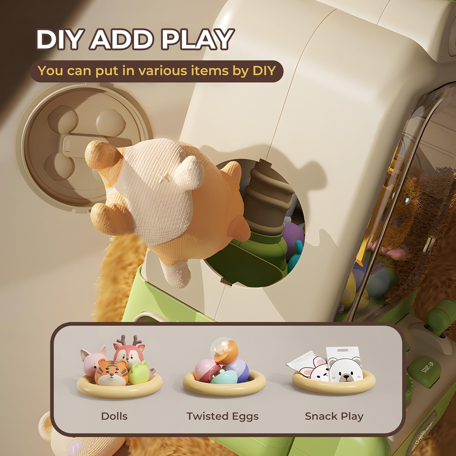 Claw Machine for Kids,Dinosaur Small Mini Vending Machine with 20Pcs Prizes