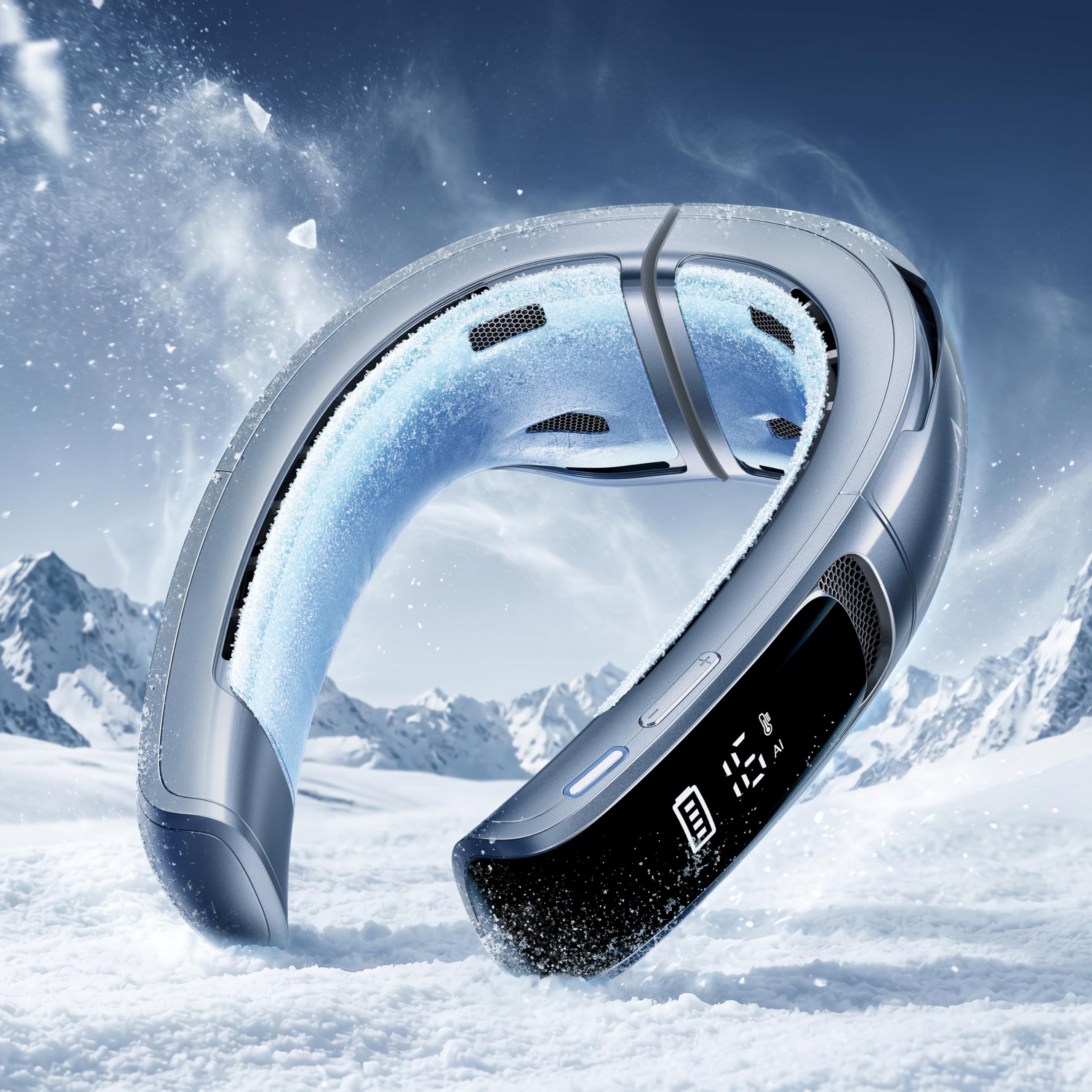 RANVOO AICE LITE MAX 2026 Condizionatore per collo con IA Raffreddamento Rapida Reale, Ventilatore da Collo Ricaricabile 6000 mAh, Flusso D'Aria a a 720°, Regalo Estate Ideale per Mamma, Blu