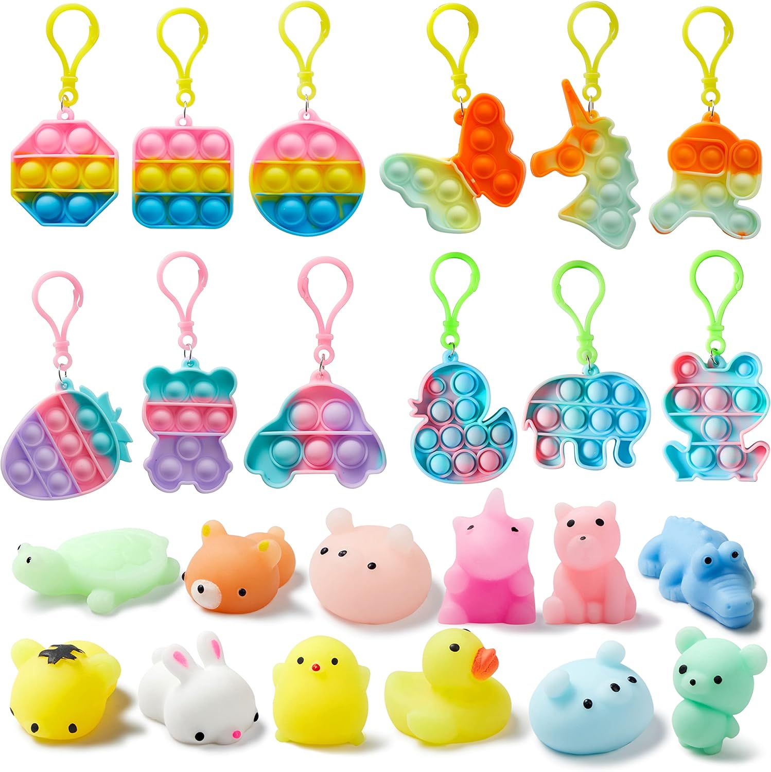 JOYIN 24 PCS Prefilled Easter Eggs with Assorted Toys,Filled with Mochi Squishy Toys and Pop Bubble Fidget Keychains,Stress Reliever Toys for Easter Basket Stuffers, Party Favors, Easter Egg Hunt - Image 8