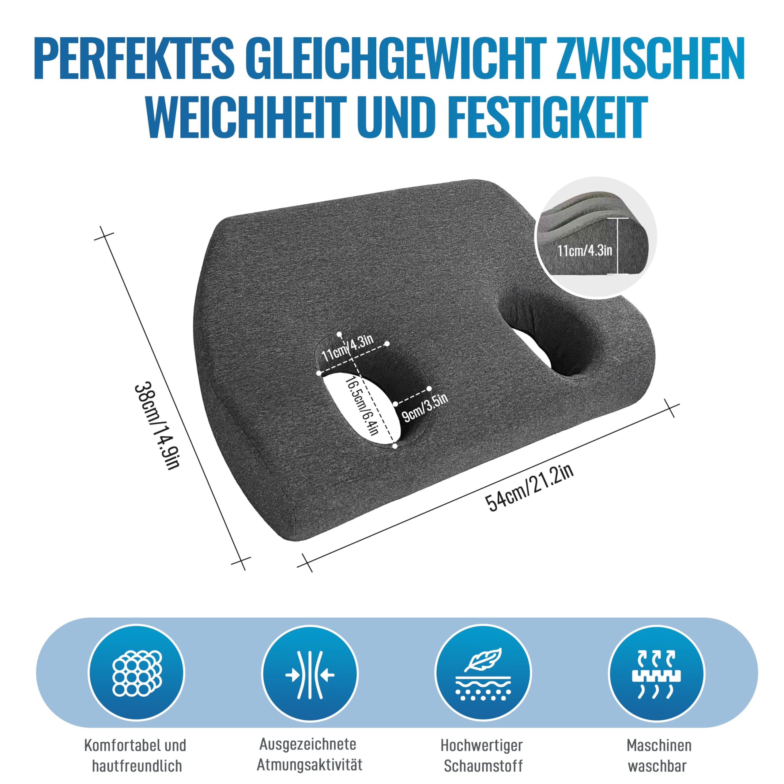 Johnear poduszka z otworem na kolczyk, poduszka na piercing dla osób śpiących na boku, poduszka z pianki z pamięcią kształtu do łagodzenia bólu ucha, ergonomiczna poduszka do spania z pianki z