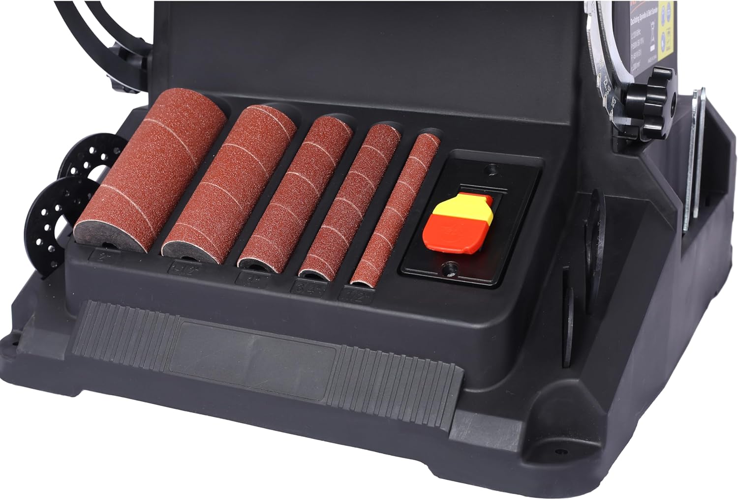 Vertical Oscillating Spindle Sander and Belt Sander 2 in 1 Woodworking Machine with 5 Sanding Sleeves 4x24 Inch Belt Tilting Table 0-45 Degrees for Curves Contours Detailed Workpieces