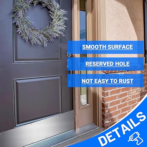 Miniatura 4 de 5 juegos de placas plateadas de 8 x 36 pulgadas para puertas exteriores, placas de aluminio satinado con tornillos para madera de metal interior y