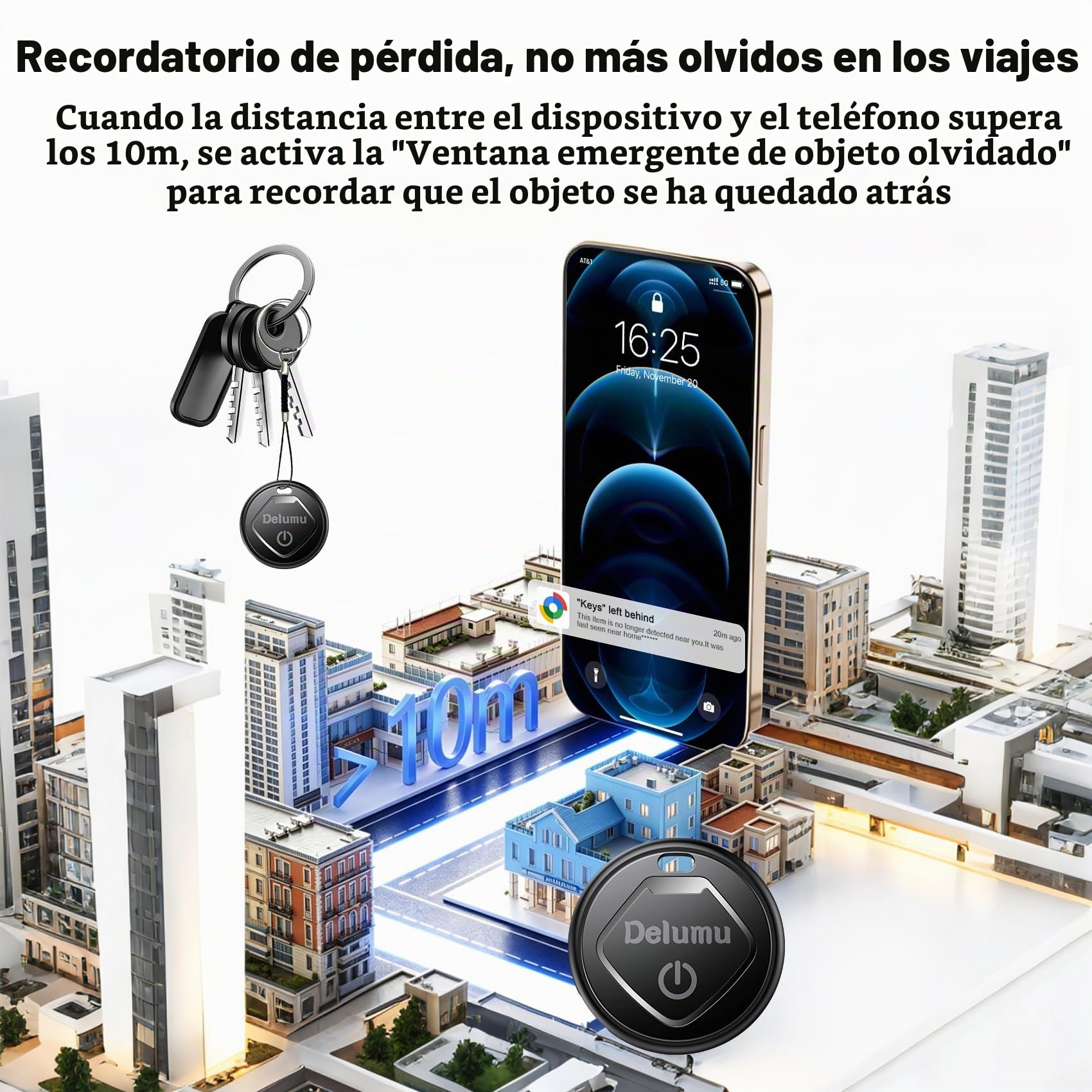 Android Smart Tracker Tag, 4 Pack Buscador de Objetos Bluetooth Funciona