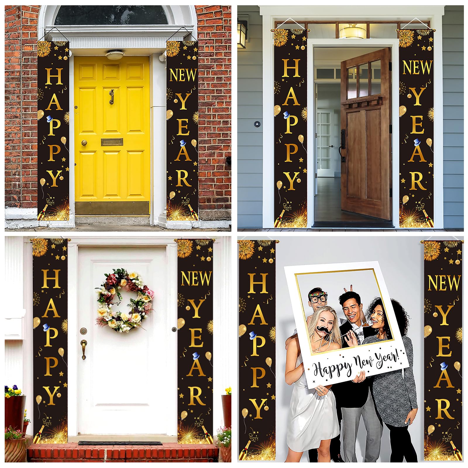 Bandiera In Tessuto Resistente Bandiera "Happy New Year" Per