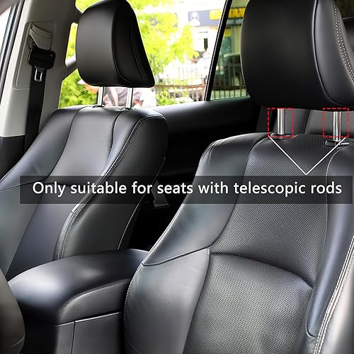 Miniatura 7 de VVHOOY Paquete de 2 almohadas para reposacabezas de automóvil, de piel sintética, para asiento de conducción, transpirable, soporte de cuello