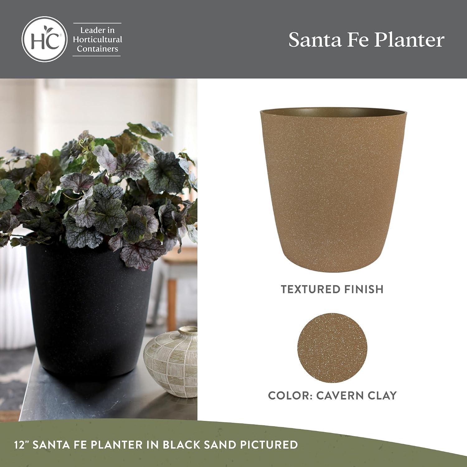 The HC Companies Santa Fe Round Self-Watering Pot - Lightweight Plastic Planter for Herbs & More - Durable Plant Pots for Indoor Plants & Outdoor Plants (12" Cavern Clay, Pack of 2) image 2