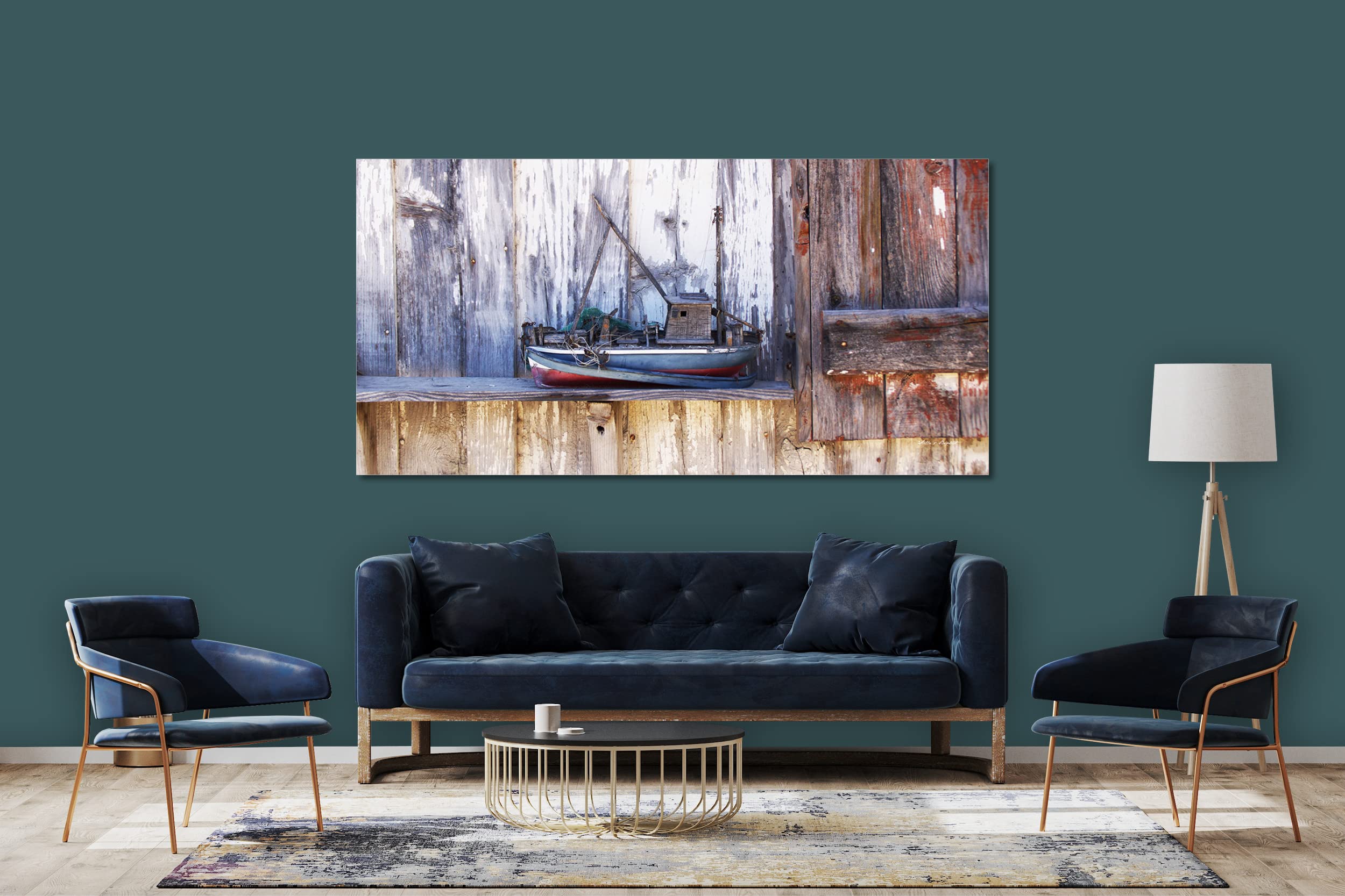 Glücksvilla - Fischerboot 1 (Acrylglas-Bild 5 mm, 80 x 40 cm) | div. Maße - aus DE - Kunstdruck Deko Wandbild quer - Frankreich Bretagne Insel Oléron Boote Schiff Hafen